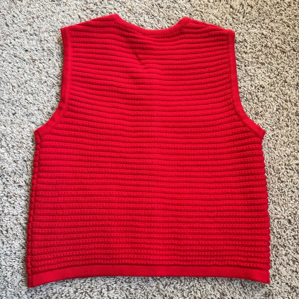 Joie Red Ribbed Button-Front Knit Vest - Picture 2 of 2